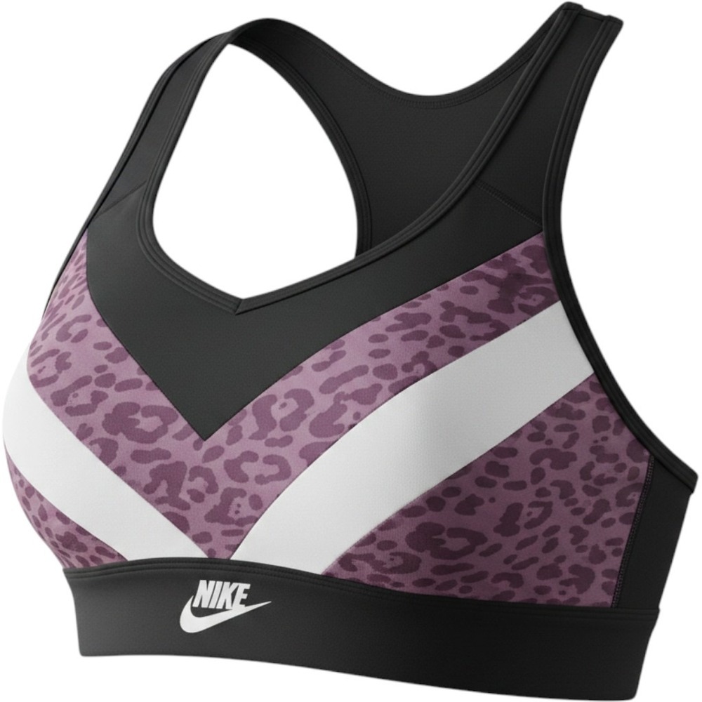 Nike Pro Sports Bra Leopard Print Purple Black White Chevron Y6882 Womens S/M
